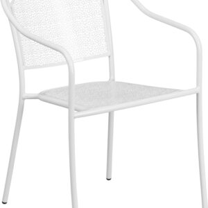 Wholesale White Indoor-Outdoor Steel Patio Arm Chair with Round Back