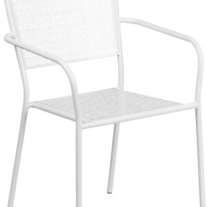 Wholesale White Indoor-Outdoor Steel Patio Arm Chair with Square Back