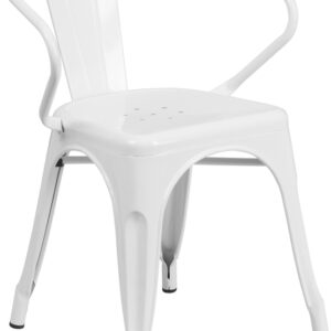 Wholesale White Metal Indoor-Outdoor Chair with Arms
