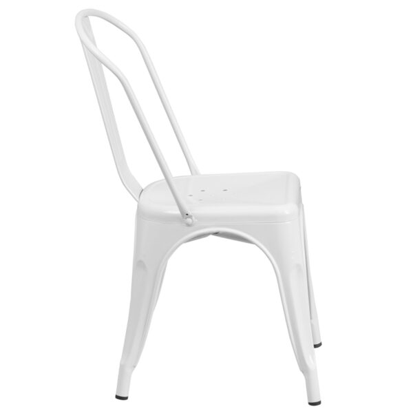 Lowest Price White Metal Indoor-Outdoor Stackable Chair