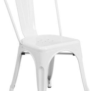 Wholesale White Metal Indoor-Outdoor Stackable Chair