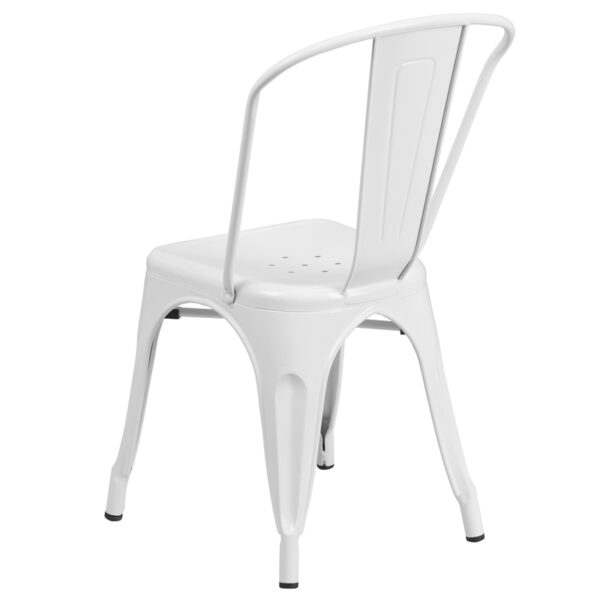 Stackable Bistro Style Chair White Metal Chair