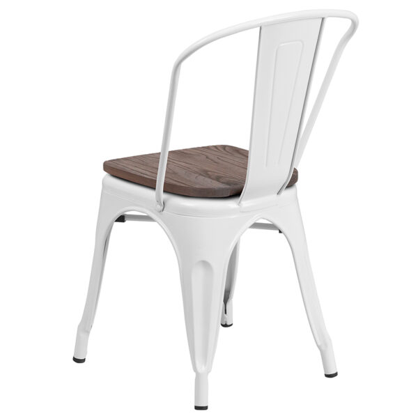 Stackable Bistro Style Chair White Metal Stack Chair