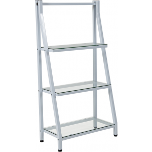 Wholesale Winfield Collection 3 Shelf 45.5"H Glass Bookcase with White Metal Frame