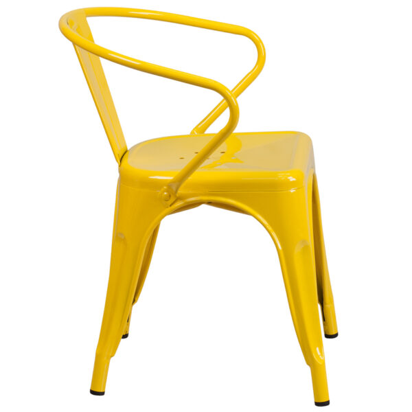 Lowest Price Yellow Metal Indoor-Outdoor Chair with Arms