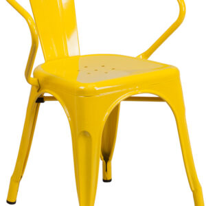 Wholesale Yellow Metal Indoor-Outdoor Chair with Arms