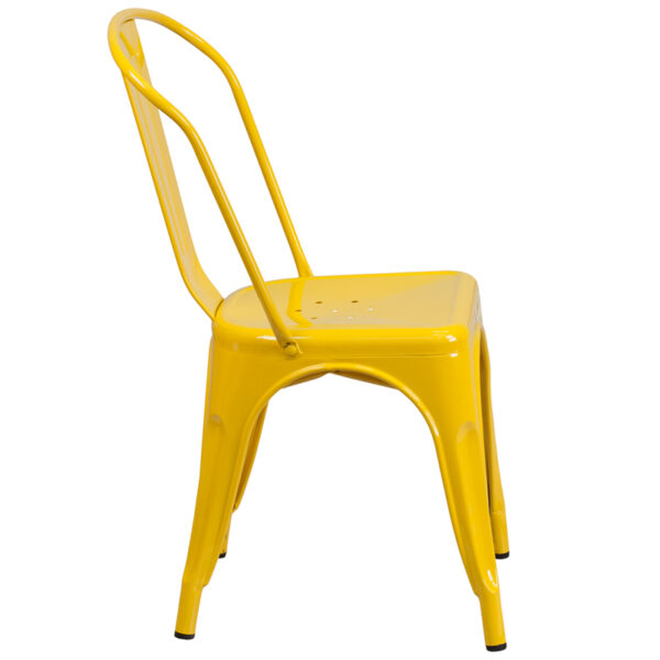 Lowest Price Yellow Metal Indoor-Outdoor Stackable Chair