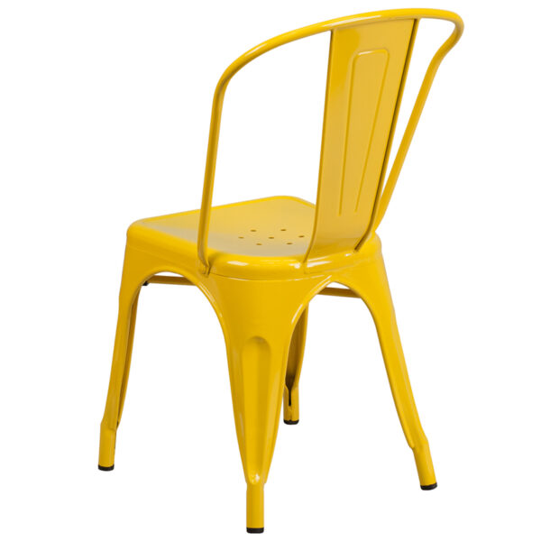 Stackable Bistro Style Chair Yellow Metal Chair