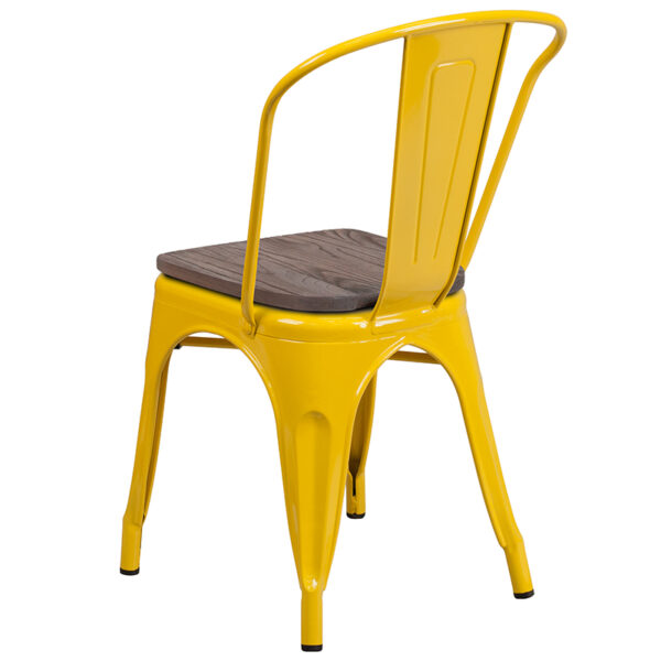 Stackable Bistro Style Chair Yellow Metal Stack Chair