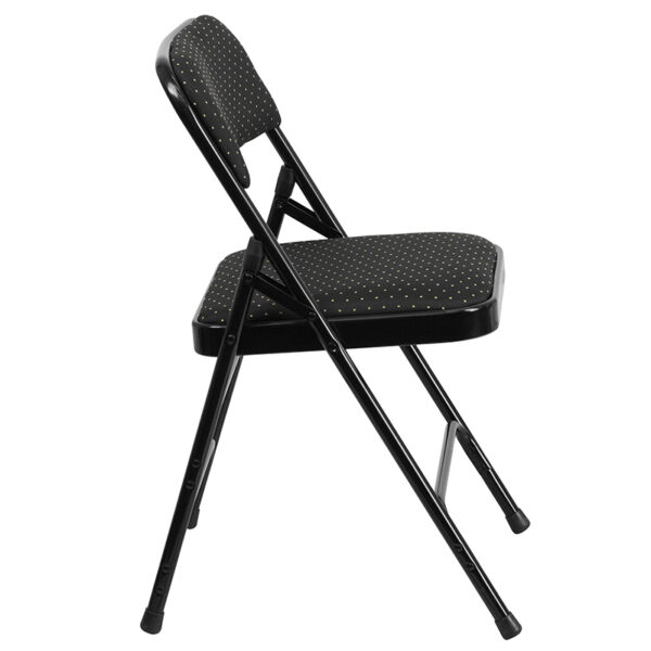 Set of 2 Padded Metal Folding Chairs Black Fabric Metal Chair