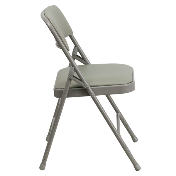 Set of 2 Padded Metal Folding Chairs Gray Vinyl Folding Chair