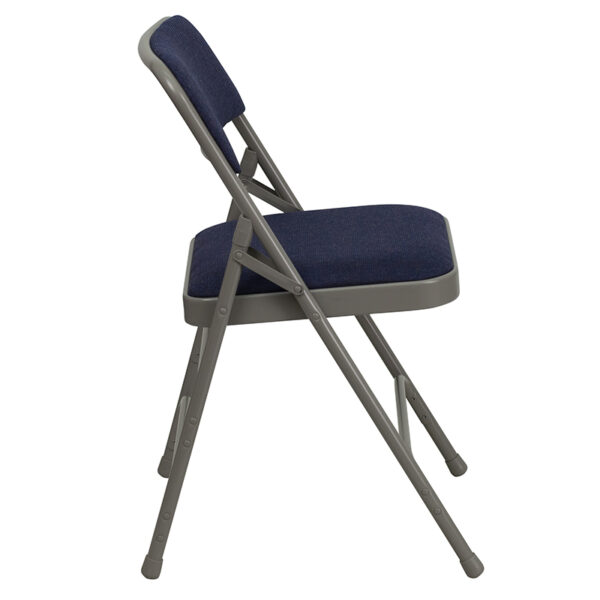 Set of 2 Padded Metal Folding Chairs Navy Fabric Folding Chair
