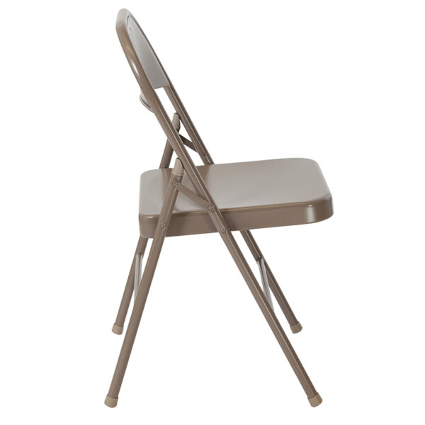 Set of 2 Metal Folding Chairs Beige Metal Folding Chair