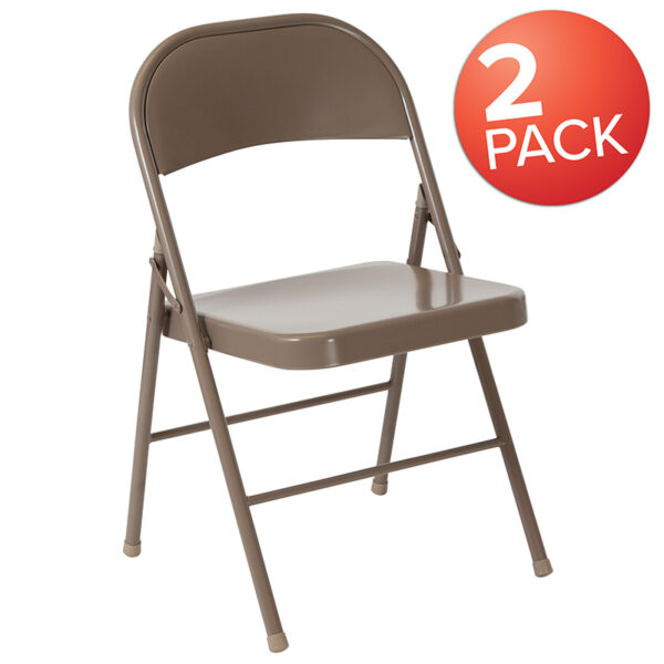 Wholesale 2 Pk. HERCULES Series Double Braced Beige Metal Folding Chair