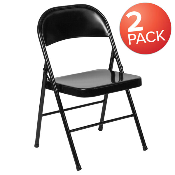 Wholesale 2 Pk. HERCULES Series Double Braced Black Metal Folding Chair
