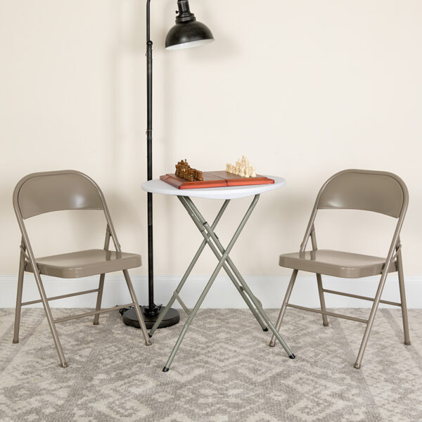 Lowest Price 2 Pk. HERCULES Series Double Braced Gray Metal Folding Chair