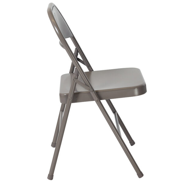Set of 2 Metal Folding Chairs Gray Metal Folding Chair