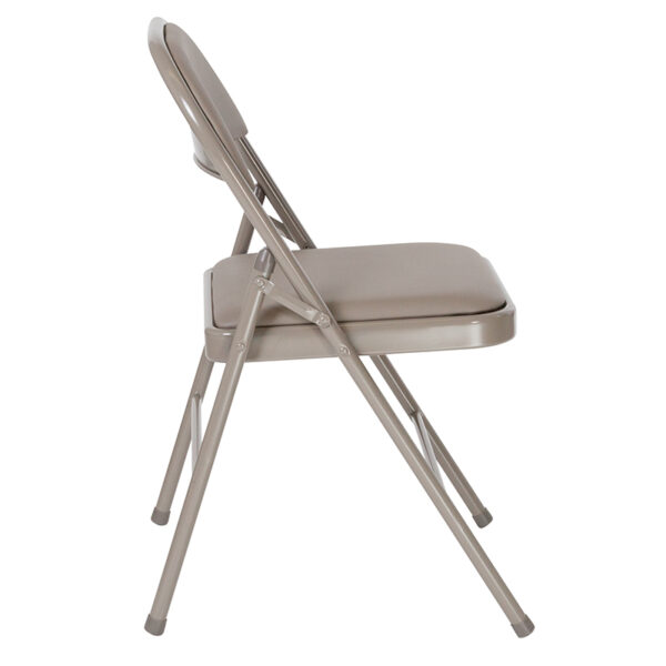 Set of 2 Padded Metal Folding Chairs Gray Vinyl Folding Chair