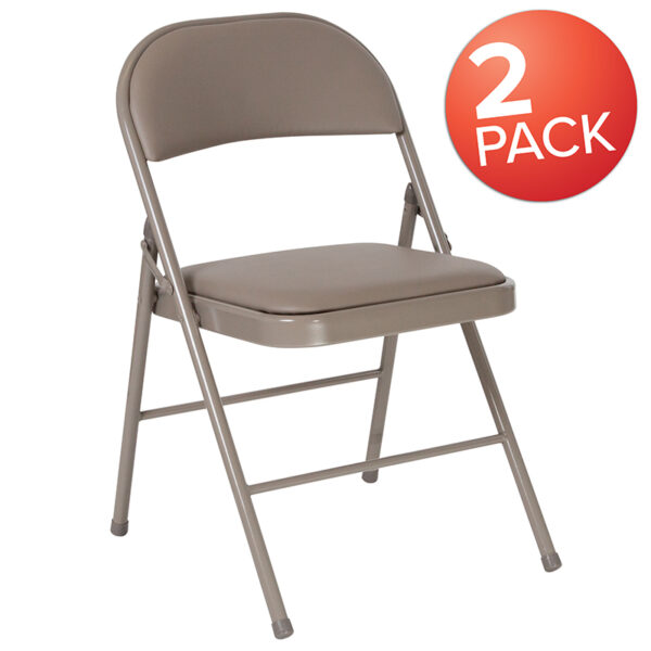 Wholesale 2 Pk. HERCULES Series Double Braced Gray Vinyl Folding Chair