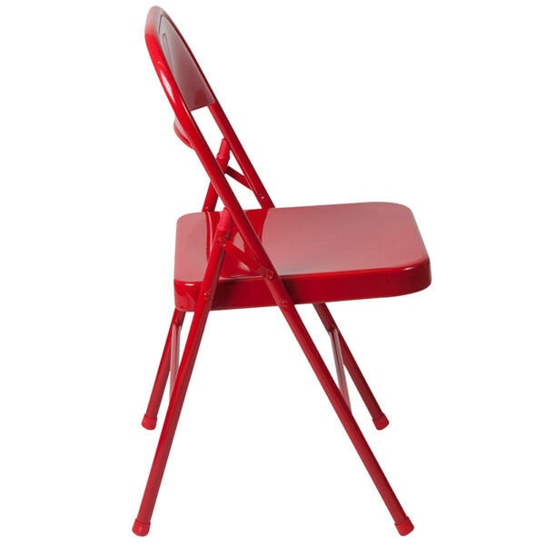 Set of 2 Metal Folding Chairs Red Metal Folding Chair