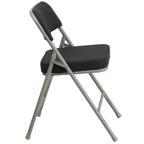 Set of 2 Padded Metal Folding Chairs Black Fabric Folding Chair