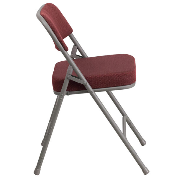 Set of 2 Padded Metal Folding Chairs Burgundy Fabric Folding Chair