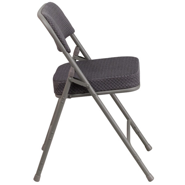 Set of 2 Padded Metal Folding Chairs Gray Fabric Folding Chair