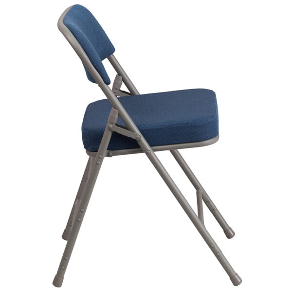 Set of 2 Padded Metal Folding Chairs Navy Fabric Folding Chair