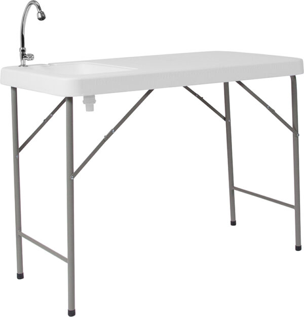 Wholesale 23''W x 45''L Granite White Plastic Folding Table with Sink
