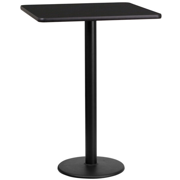 Wholesale 24'' Square Black Laminate Table Top with 18'' Round Bar Height Table Base