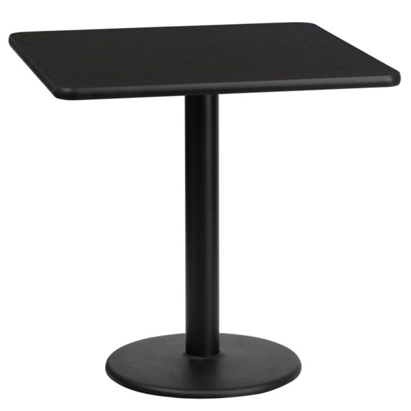 Wholesale 24'' Square Black Laminate Table Top with 18'' Round Table Height Base