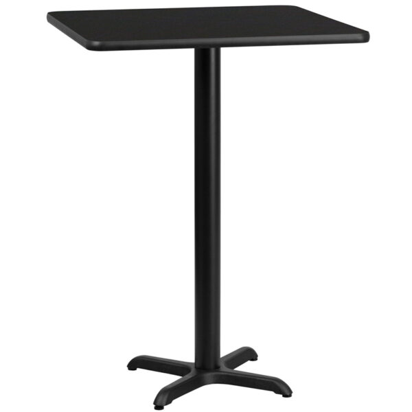 Wholesale 24'' Square Black Laminate Table Top with 22'' x 22'' Bar Height Table Base