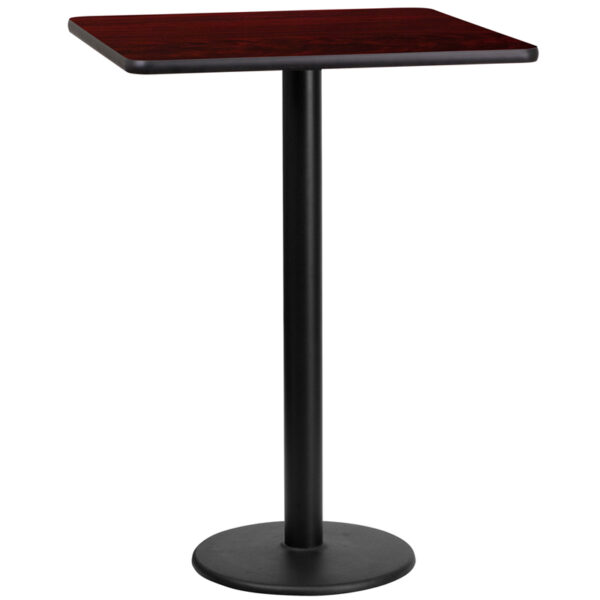 Wholesale 24'' Square Mahogany Laminate Table Top with 18'' Round Bar Height Table Base