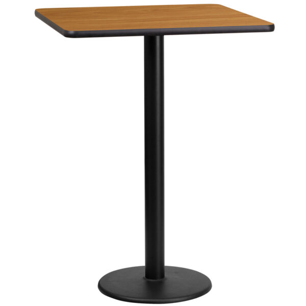 Wholesale 24'' Square Natural Laminate Table Top with 18'' Round Bar Height Table Base
