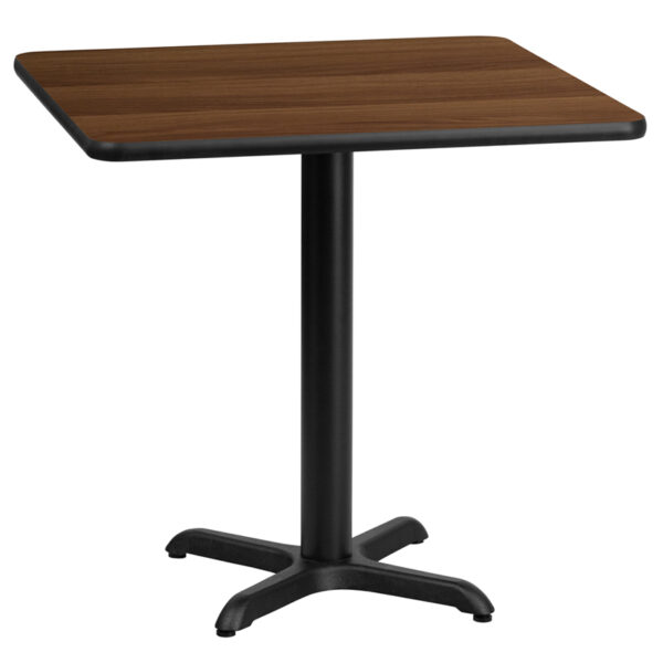 Wholesale 24'' Square Walnut Laminate Table Top with 22'' x 22'' Table Height Base