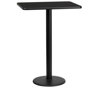 Wholesale 24'' x 30'' Rectangular Black Laminate Table Top with 18'' Round Bar Height Table Base