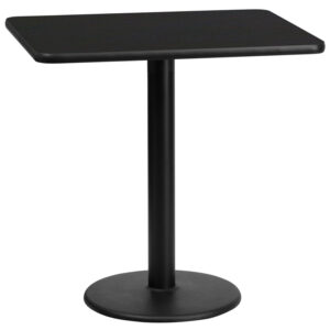 Wholesale 24'' x 30'' Rectangular Black Laminate Table Top with 18'' Round Table Height Base