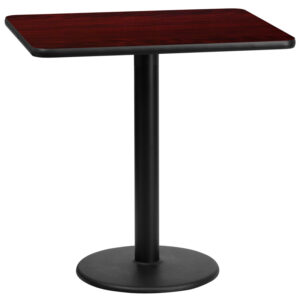 Wholesale 24'' x 30'' Rectangular Mahogany Laminate Table Top with 18'' Round Table Height Base