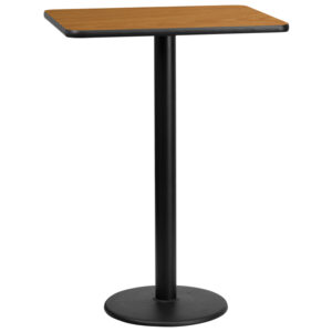 Wholesale 24'' x 30'' Rectangular Natural Laminate Table Top with 18'' Round Bar Height Table Base