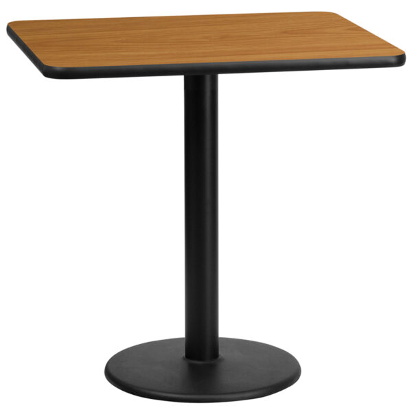Wholesale 24'' x 30'' Rectangular Natural Laminate Table Top with 18'' Round Table Height Base