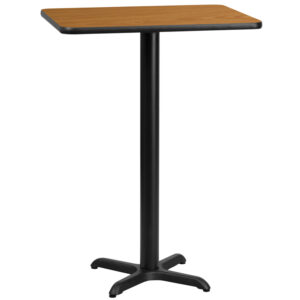 Wholesale 24'' x 30'' Rectangular Natural Laminate Table Top with 22'' x 22'' Bar Height Table Base