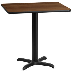 Wholesale 24'' x 30'' Rectangular Walnut Laminate Table Top with 22'' x 22'' Table Height Base