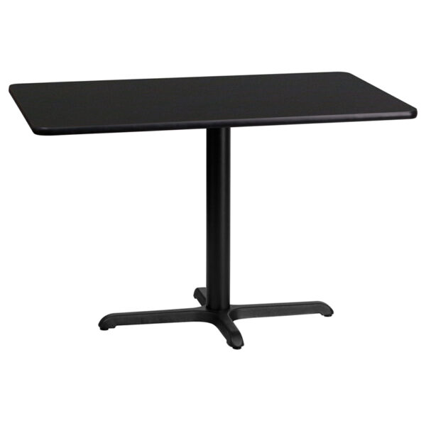 Wholesale 24'' x 42'' Rectangular Black Laminate Table Top with 22'' x 30'' Table Height Base