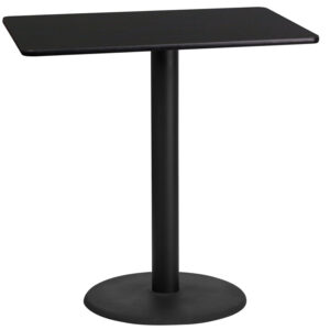 Wholesale 24'' x 42'' Rectangular Black Laminate Table Top with 24'' Round Bar Height Table Base