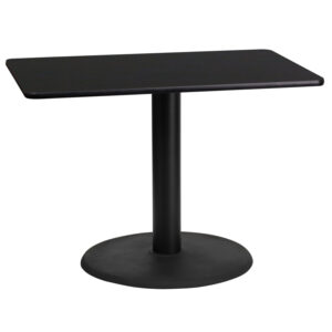 Wholesale 24'' x 42'' Rectangular Black Laminate Table Top with 24'' Round Table Height Base