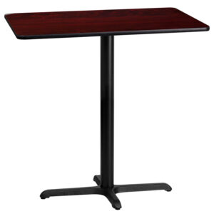 Wholesale 24'' x 42'' Rectangular Mahogany Laminate Table Top with 22'' x 30'' Bar Height Table Base