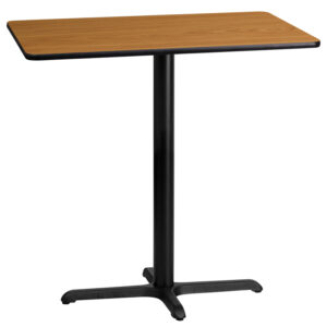 Wholesale 24'' x 42'' Rectangular Natural Laminate Table Top with 22'' x 30'' Bar Height Table Base