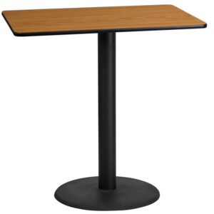 Wholesale 24'' x 42'' Rectangular Natural Laminate Table Top with 24'' Round Bar Height Table Base