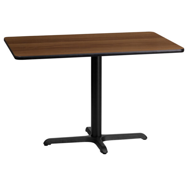 Wholesale 24'' x 42'' Rectangular Walnut Laminate Table Top with 22'' x 30'' Table Height Base