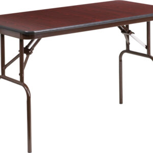 Wholesale 24'' x 48'' Rectangular Mahogany Melamine Laminate Folding Banquet Table